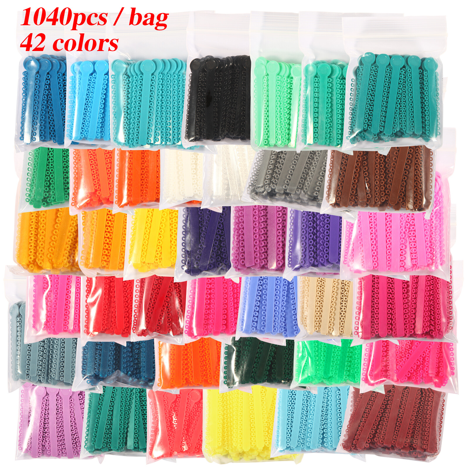 1040 Pcs Dental Ortodoncia Elástico Ligaduras Bandas de Goma para Brackets