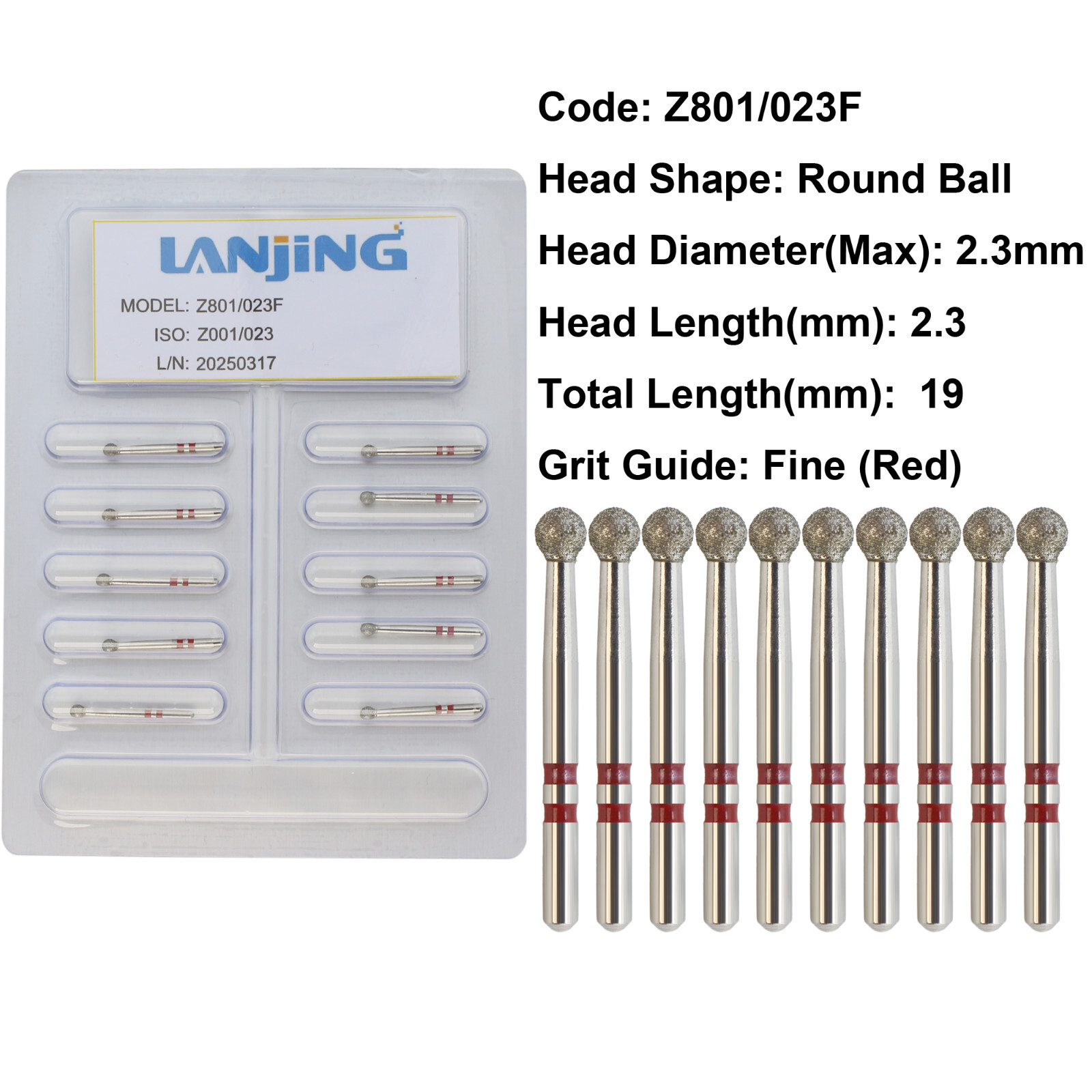 20 Types Zirconia Dental Diamond Burs FG Friction Grip for High Speed Handpiece