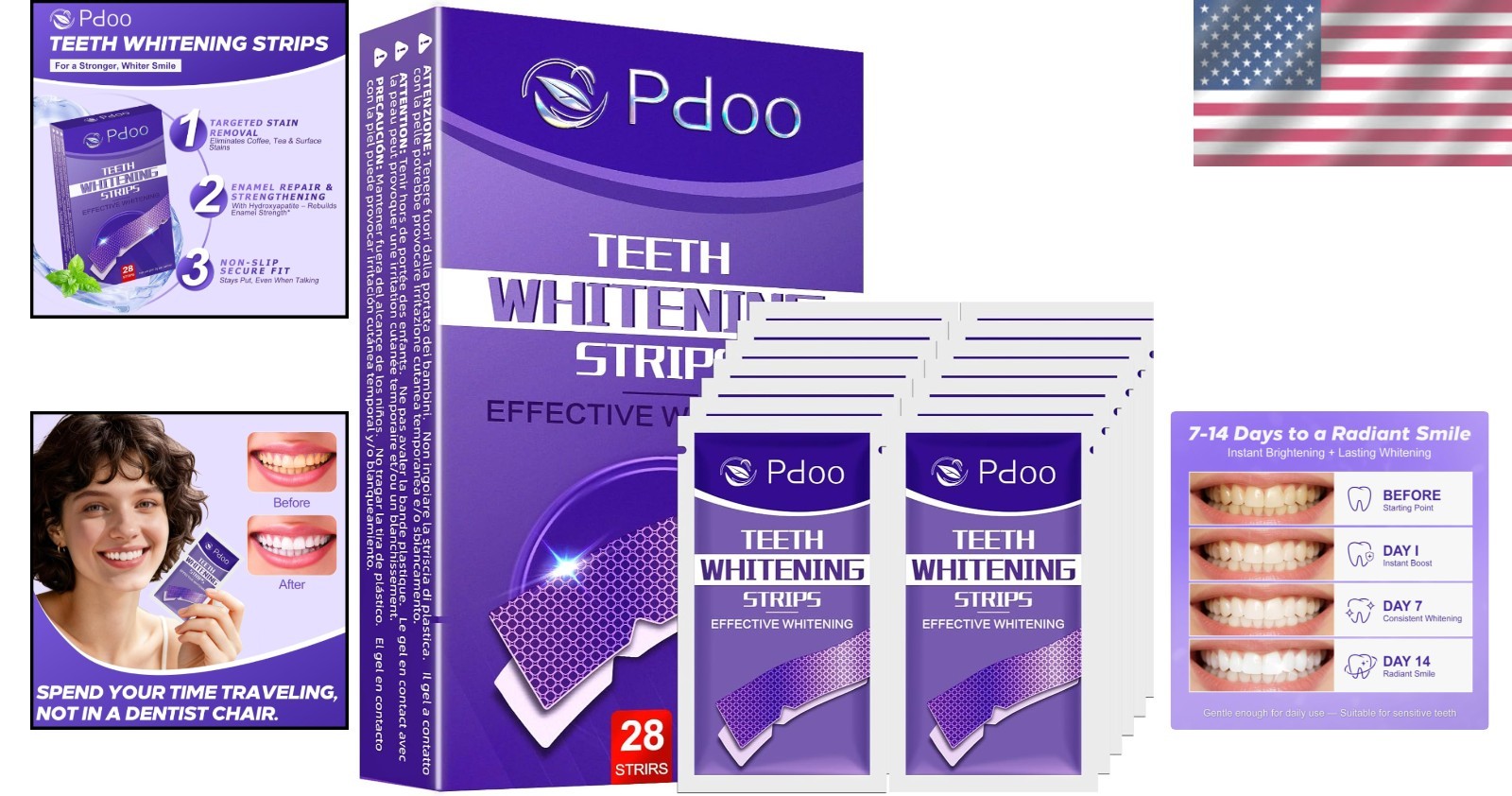 Purple Whitening Strips, 90-Day 28 Count (Pack of 1),