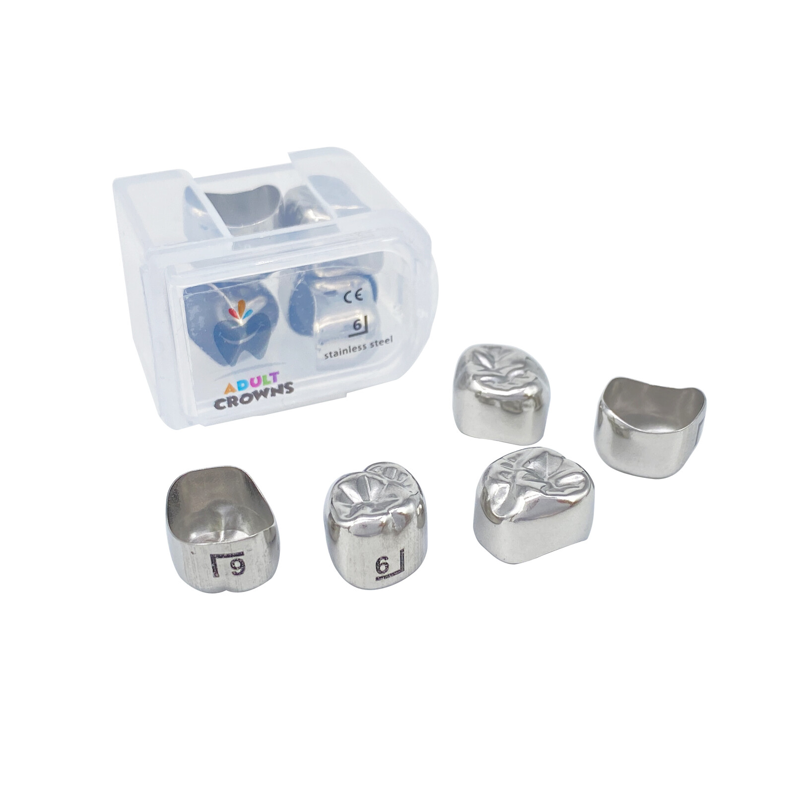5Pcs Dental Adult Crown Stainless Steel Permanent Molar Teeth Temporary Crowns