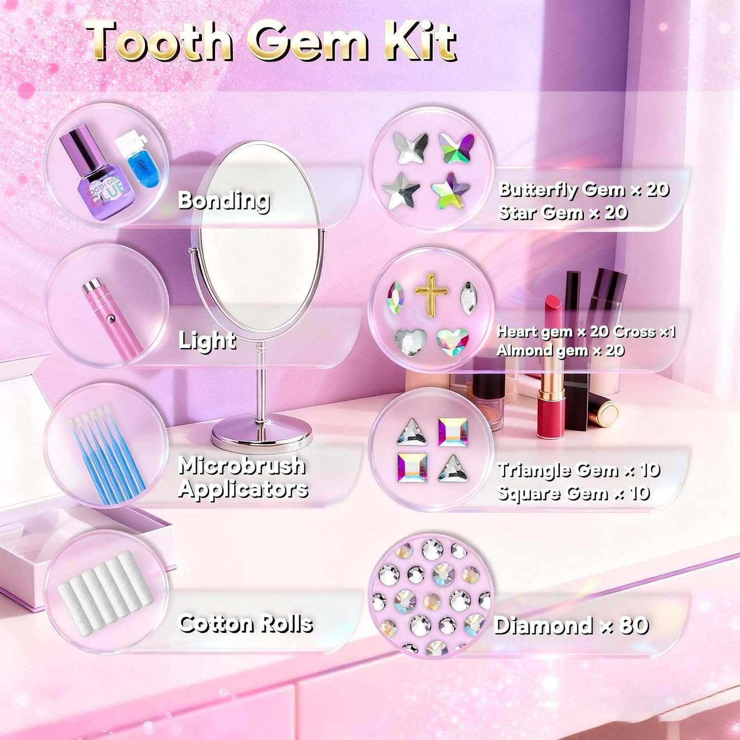 Embellish Your Smile with 30 Colorful Crystal Tooth Gems – Y2K Fashion