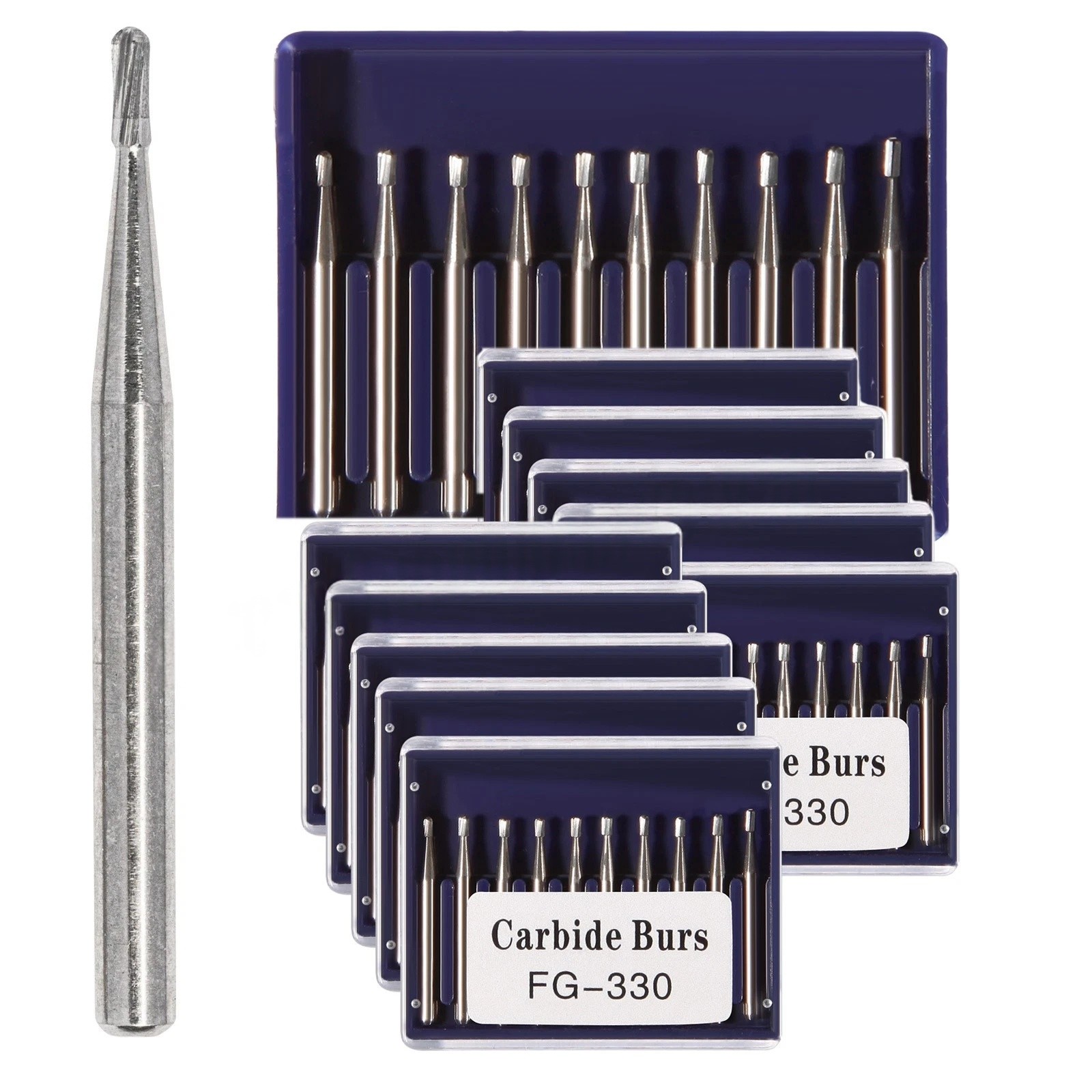 100 FG 330 Carbide Dental Burs High Speed Handpiece Friction Grip Drill Bits New