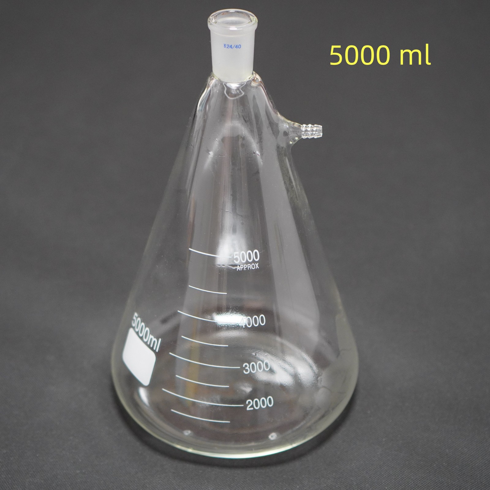 5000 ml lab glass buchner filtering flask 24/40 heavy wall Erlenmeyer flask