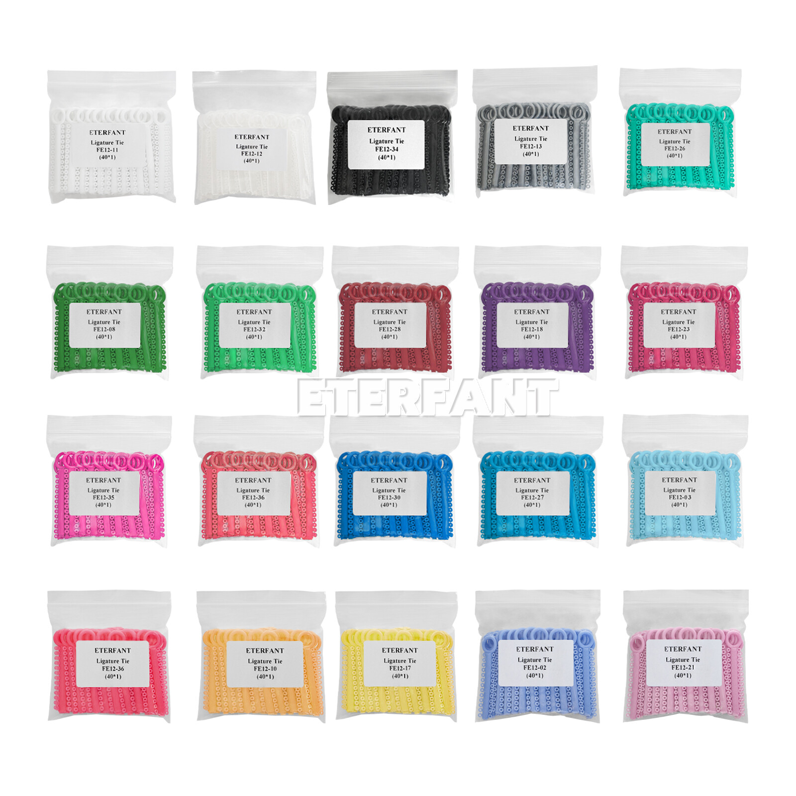 1040PCs ETERFANT Dental Orthodontic Ligature Ties Elastic Rubber Bands Brackets