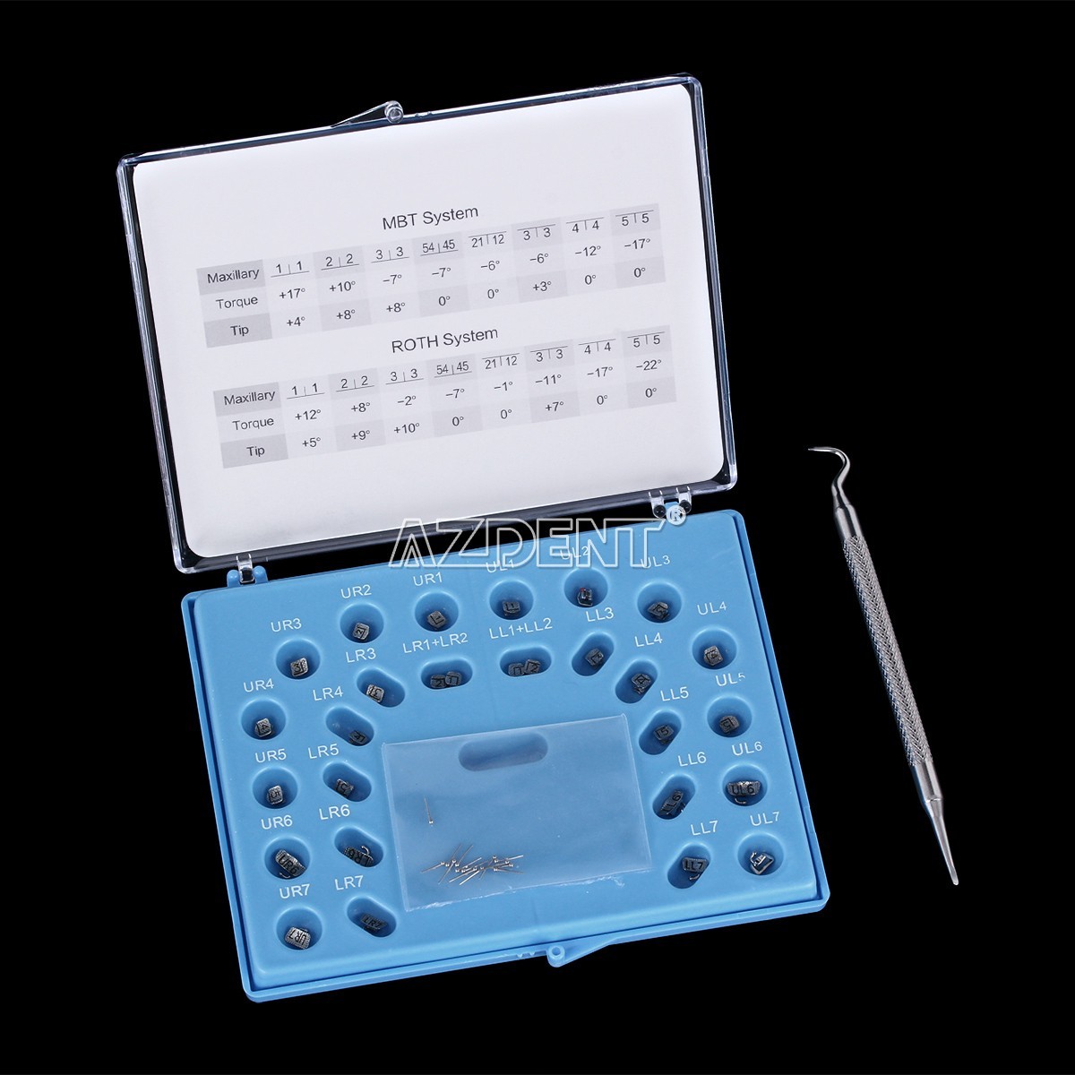 AZDENT Dental Orthodontic Metal Self-Ligating Brackets Roth 0.022″ 345 hooks