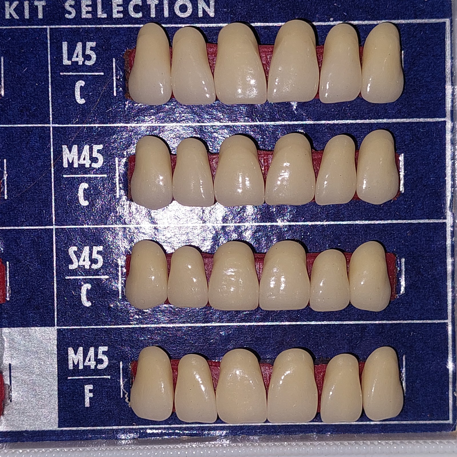 VTG 50s UNIVERSAL DENTAL CO PA EXPERIMENTAL KIT FIVE PHASE ANTERIORS VERI-CHROME