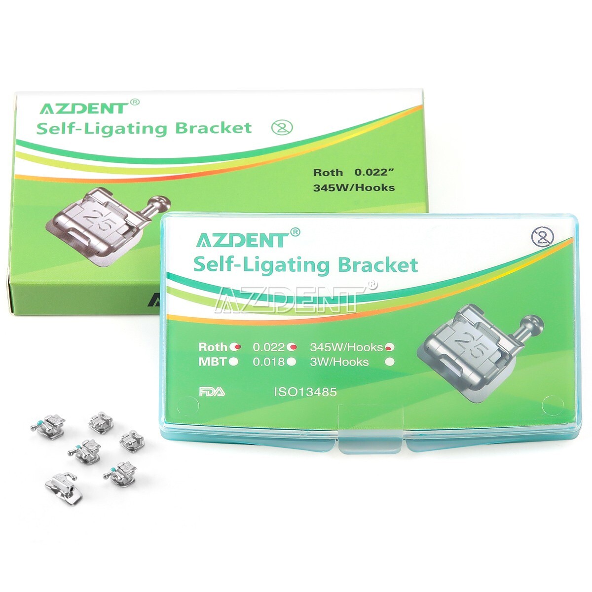 AZDENT Dental Orthodontic Self-Ligating Brackets Braces Roth MBT 022 Hooks 345