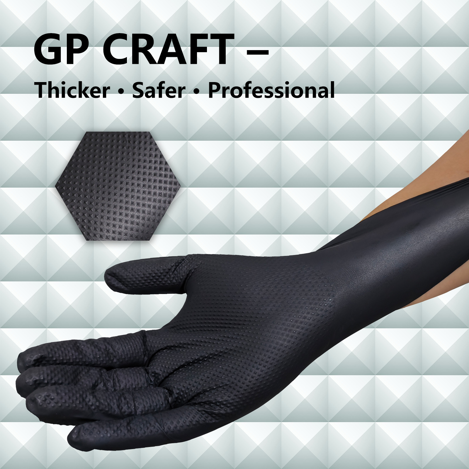 1000 Case 8Mil Black Nitrile Gloves Diamond Grip Mechanic Heavy Duty Size L