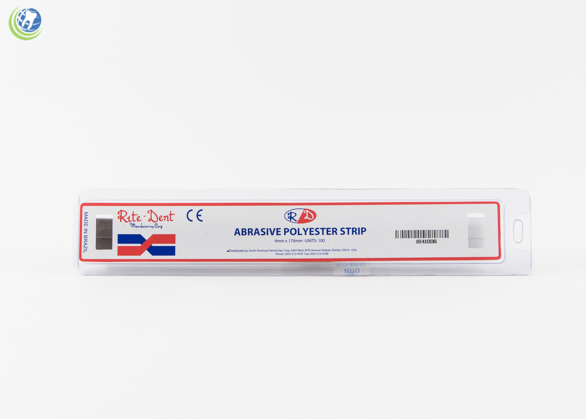 Dental Composite Polishing Strips 4mm Polyester Fine/Medium Grit One-Side 100Box