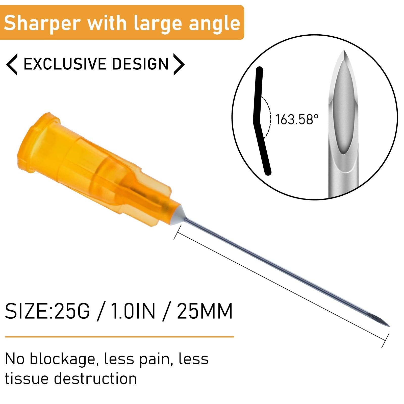 100 Pack 25 Gauge 1 Inch Lab Accessories, Individually 25G-1”, 100