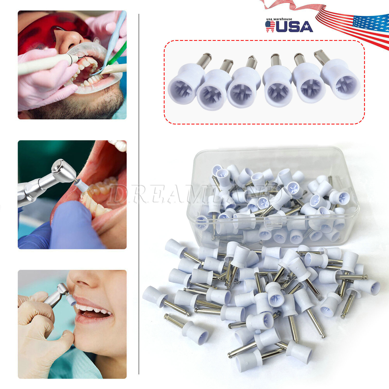 100 Pcs/Box Dental Polishing Cups Latch Type Prophy Cups 4 Webbed