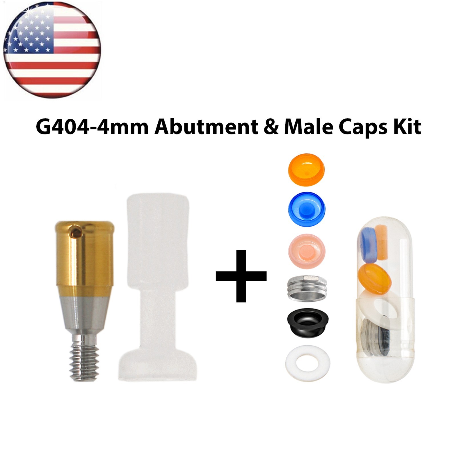 US Dental Overdenture Locator Abutment Regular & Male Caps For Hiossen Osstem ET