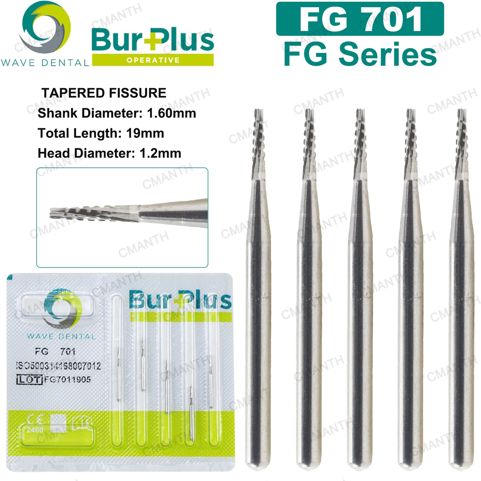 Dental Diamond Burs WAVE Tungsten Steel Carbide Burs FG for High Speed Handpiece