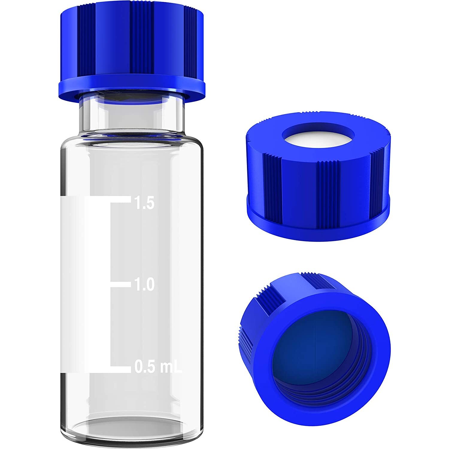 1000pcs 2ml Sample Vials+Screw Caps Clear Glass Bottles 9-425 HPLC GC PTFE 9mm