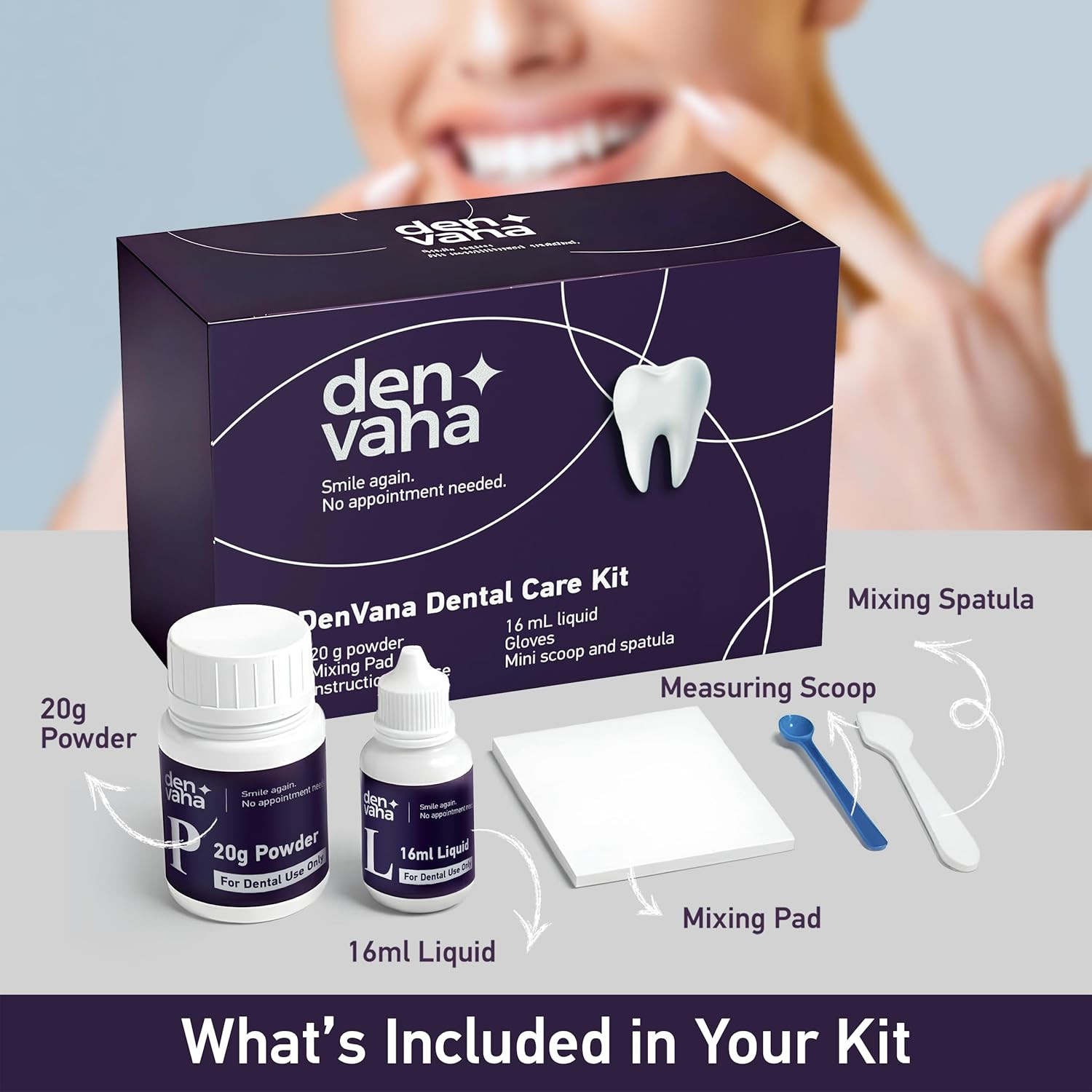 Dental Cement Kit – Zinc Oxide Eugenol Temporary Filling & Crown Repair | Tooth