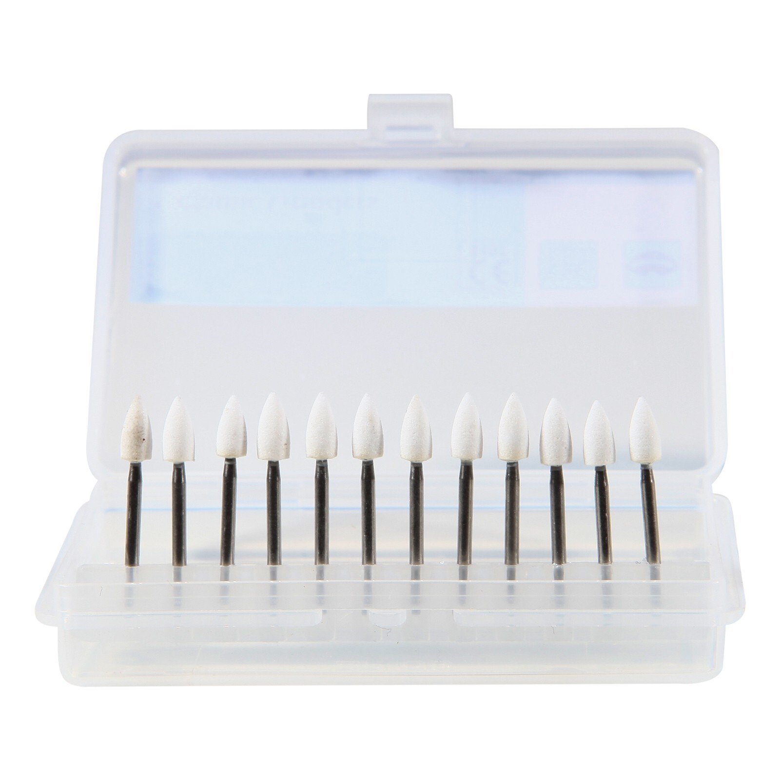12*Dental Flame Mounted White Stone Polishing Burs FG Abrasion Point Polisher st