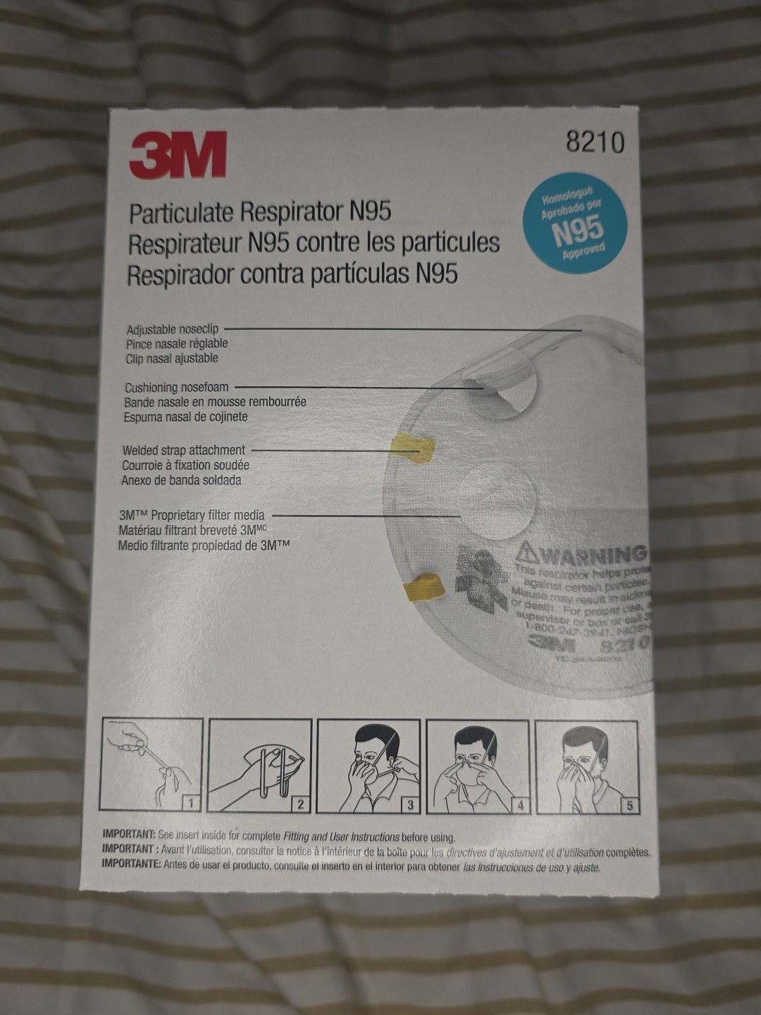 3M 8210 N95 Respirator Masks (20-Pack) New Sealed Box — Exp 01/2028