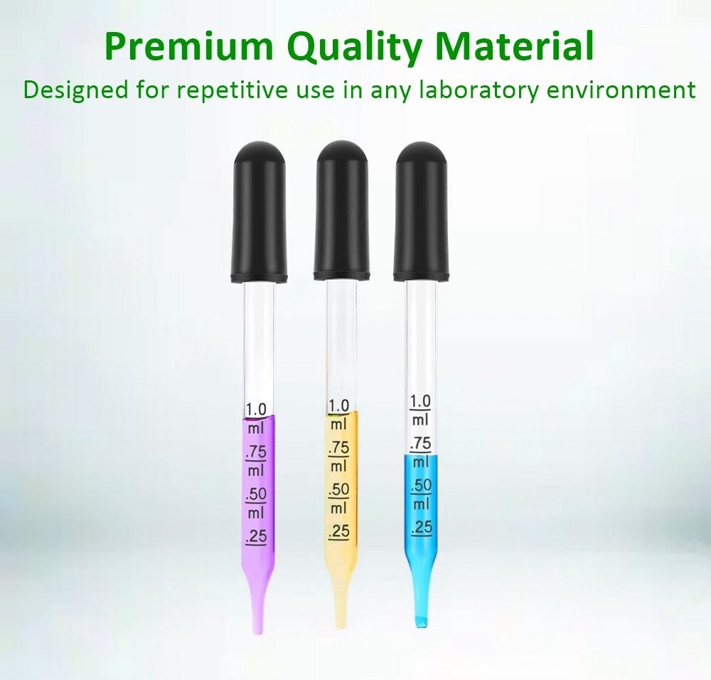 Pack of 6 Medicine Art Essential Oils Eye Dropper Graduated 4″ Straight Tip 1ml