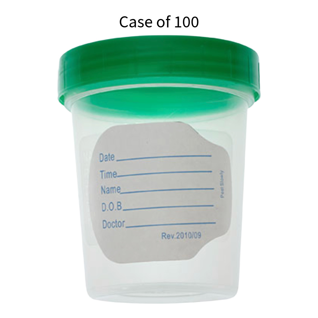 Amsino Sterile Specimen Containers with Lids & Labels, 4 oz – Case of 100