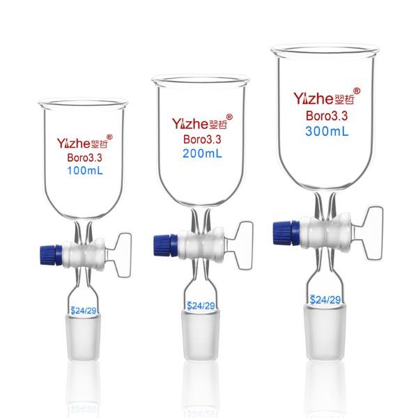 Lab Glassware: 50ml-1000ml Cylindrical Glass Funnel with PTFE Piston