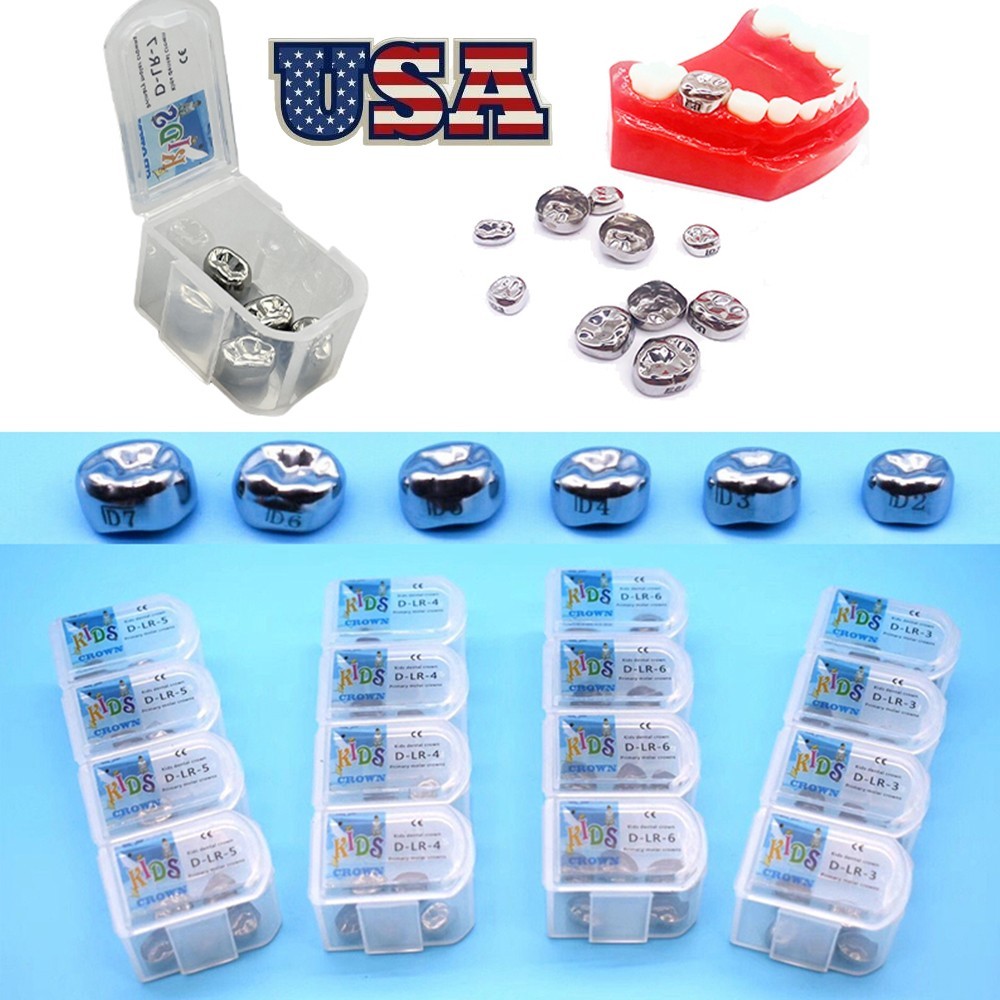 Dental Kids Primary Molar Crowns Stainless Steel Pediatric crown 48 Sizes USA