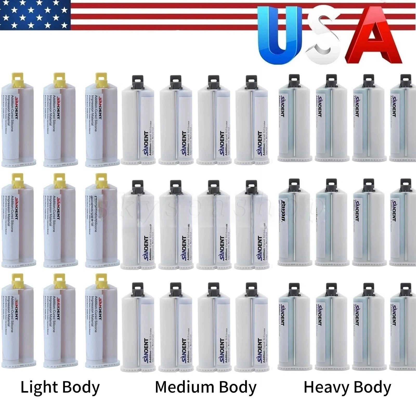 Dental VPS Impression Material Light/Medium/Heavy Body – Fast Set 50ML Cartridge