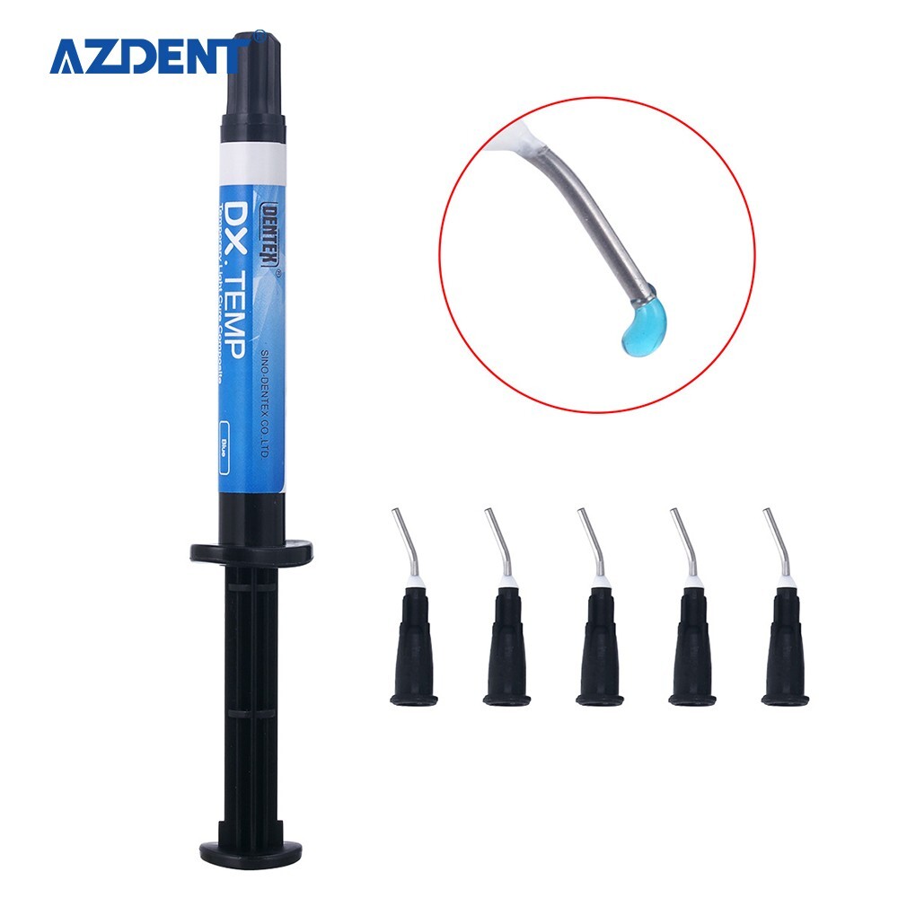 20pack Dentex DX.TEMP Dental Composite Resin 2.5g Temporary Flow Light Cure Blue