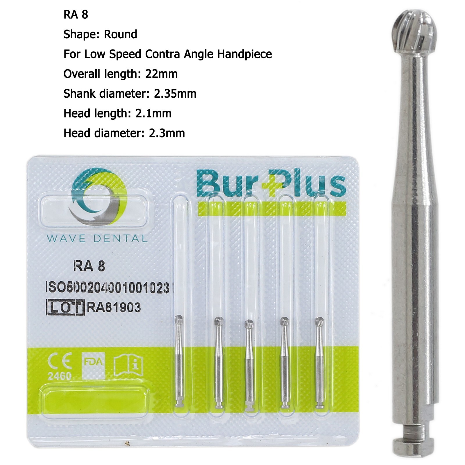 Wave Dental Carbide Burs Latch Round RA 2 4 5 6 8 702 For Low Speed Contra Angle