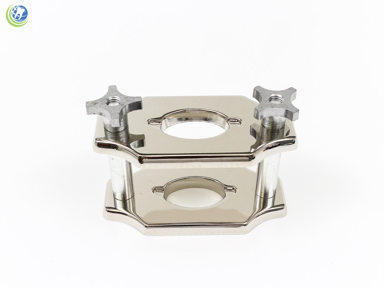 NEW DENTAL LABORATORY DENTURE RELINE JIG CHROME COATED PLATES W/ 2 POSTS