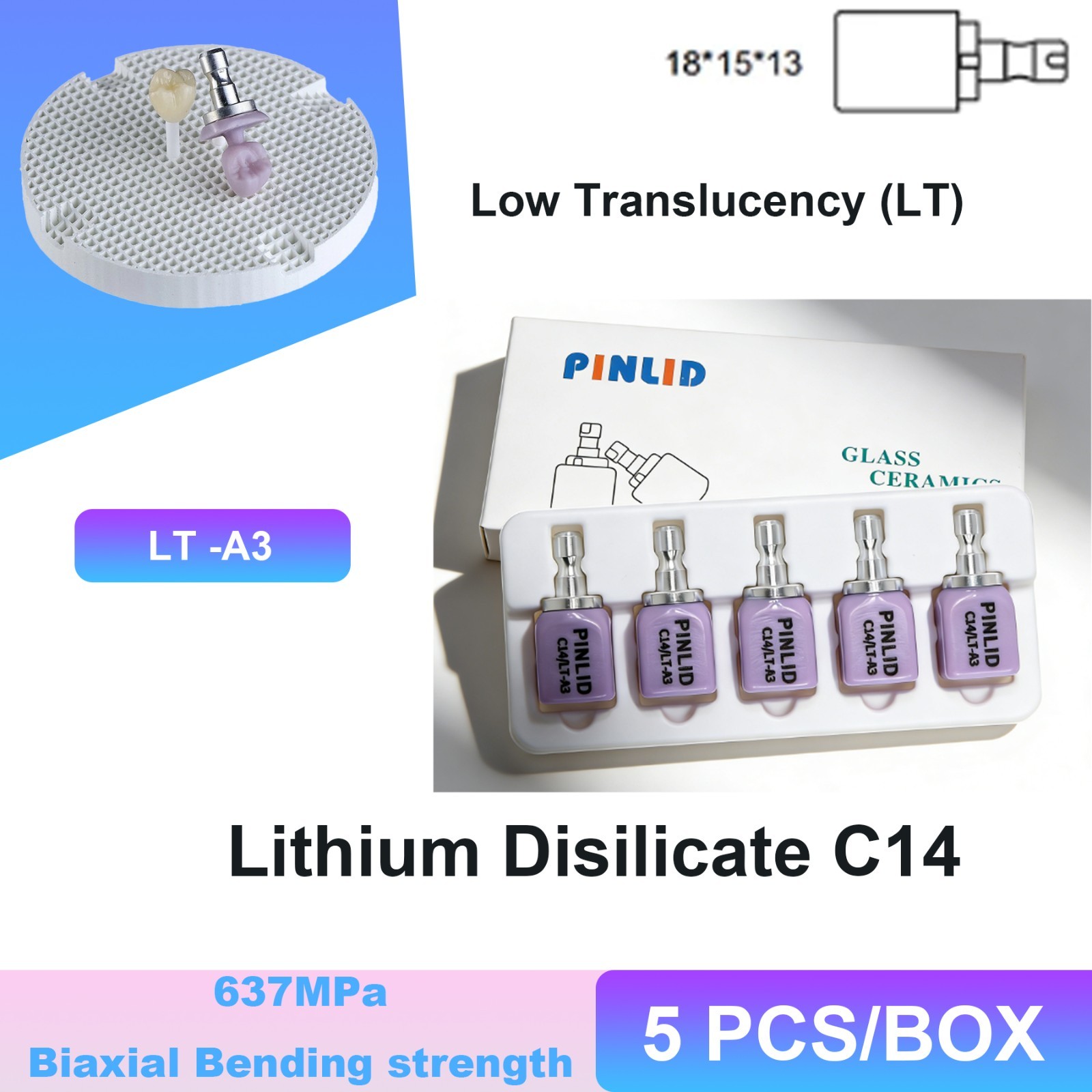 A1 A2 A3 C14 Dental Glass Ceramic Lithium Dislicate Blocks Cerec Emax CAD CAM
