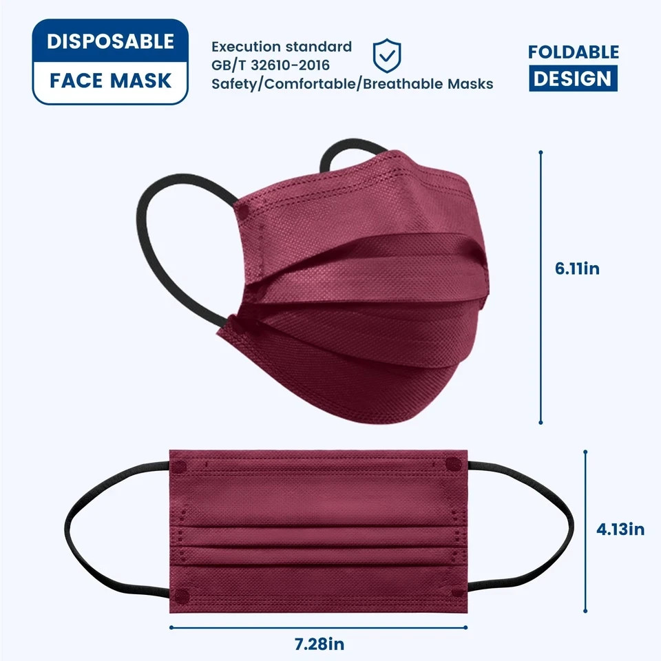 Disposable Face Mask for Adults – 4 Ply Protection, Individually Wrapped 50 Pack