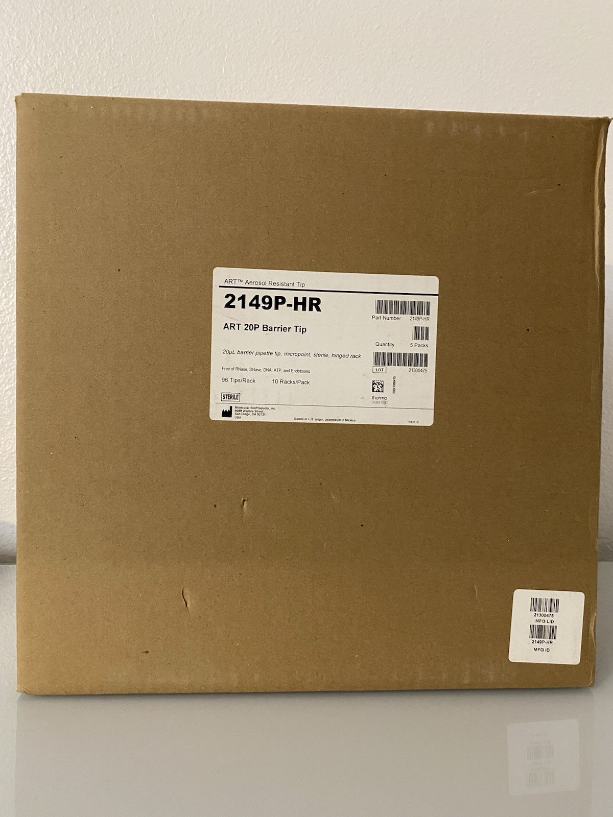 Thermo Scientific 2149P-HR ART 20P Barrier Pipette Tips Hinged Racks Full Case