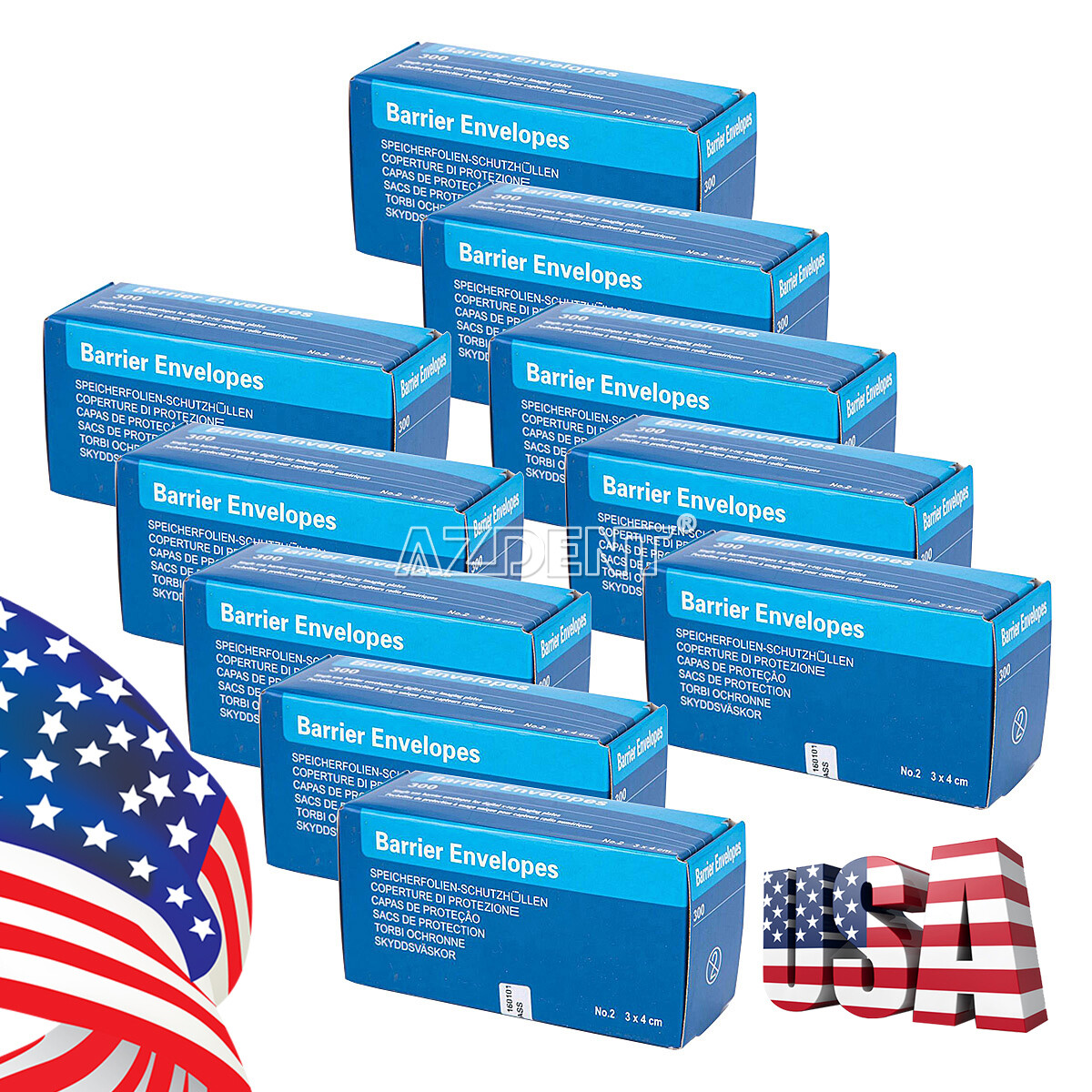 10Boxes Dental Barrier Envelopes for Phosphor Plates Xray Scanner #2 300Pcs/Box