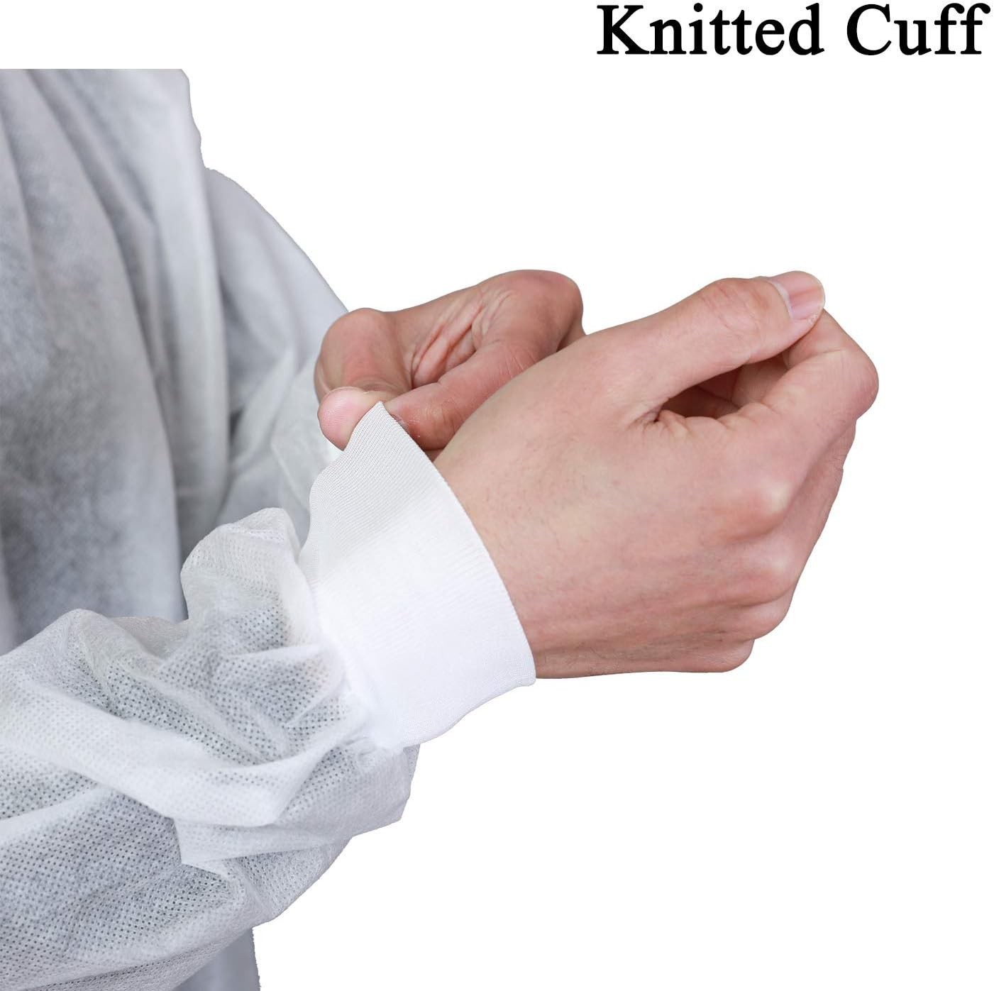 10-Pack Disposable Lab Coats for Adults, Knee Length with 2 Pockets, Knitted …