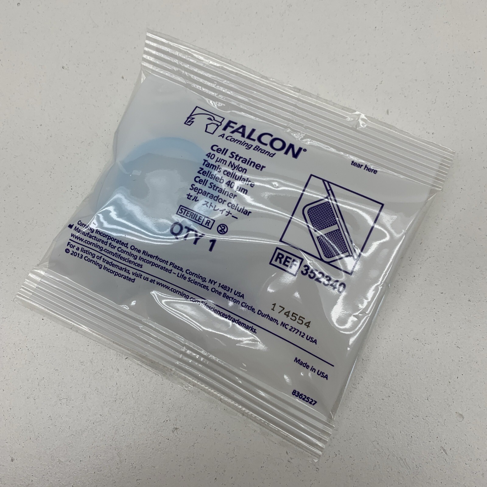 (50-Pack) Falcon 352340 Sterile Cell Strainer 40µm Nylon, Blue, Sterile
