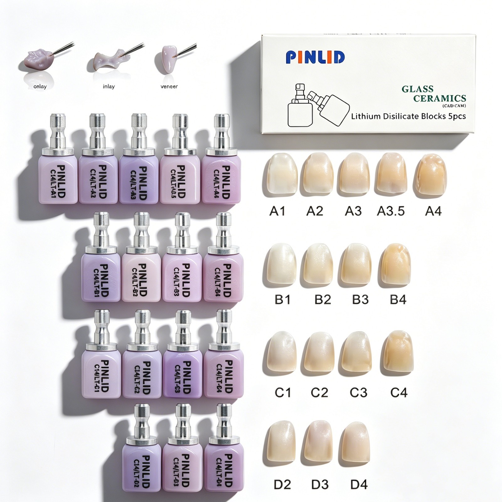 5PCS C14 Dental Emax Glass Ceramic Blocks Lithium Disilicate CAD/CAM CEREC Block