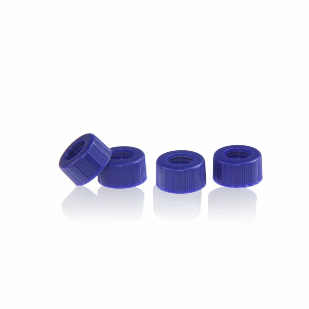 100PCS 9-425 Screw Thread Vial Caps 9mm PTFE/Silicone Septa for Autosampler HPLC