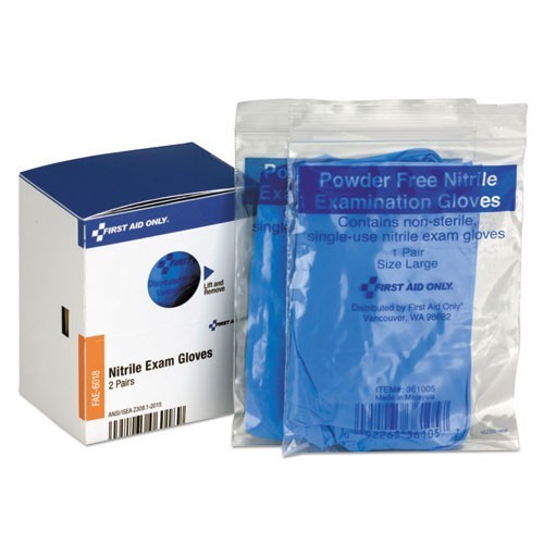 First Aid Only Lightweight Nitrile Gloves, One Size Fits Most, Clear, 2/Box