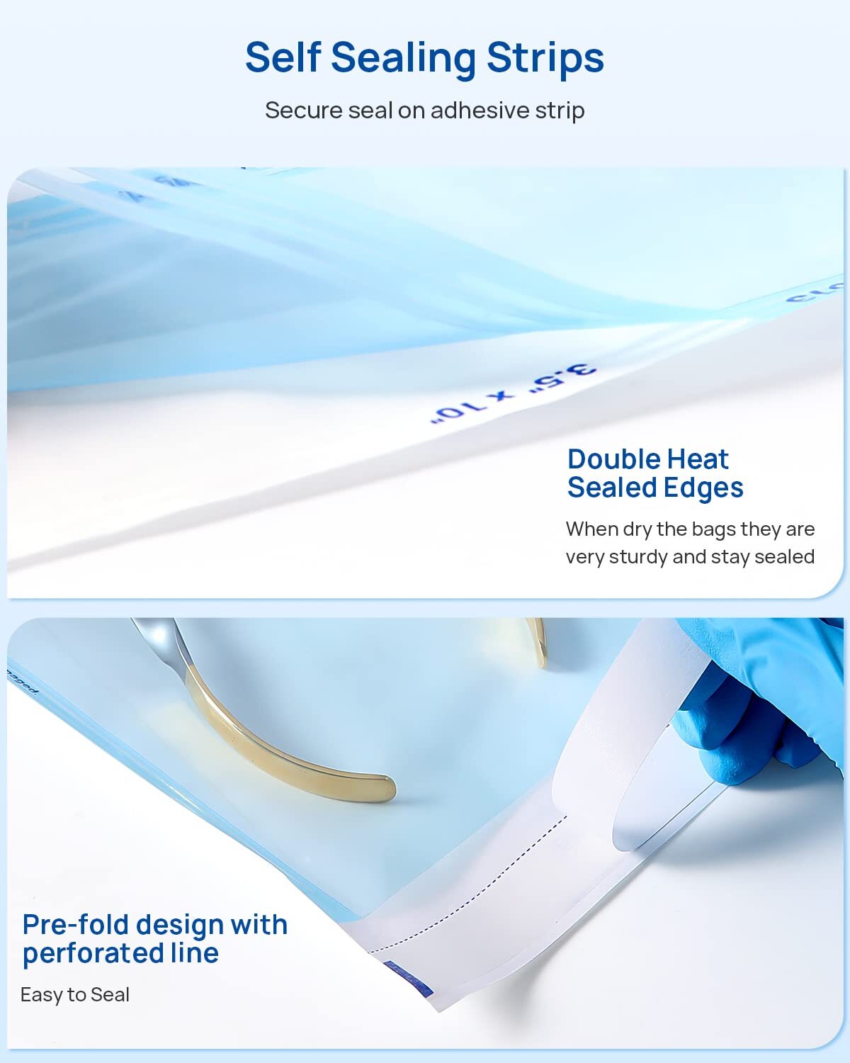 JMU 200Pcs/Box Dental Self-Sealing Sterilization Pouches 2.25″ x 5″