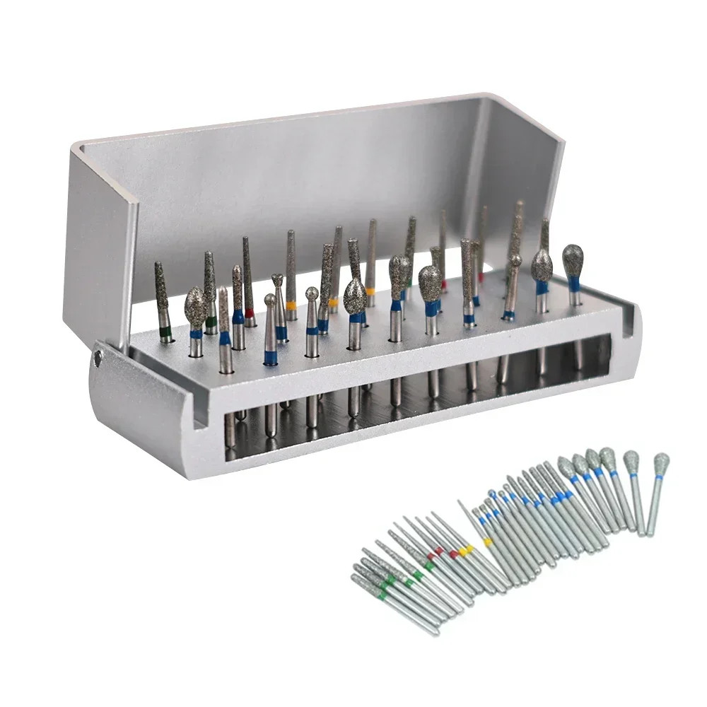 Dental Bur Burs Holder Block Disinfection Box Aluminium Autoclave 30 Holes Set