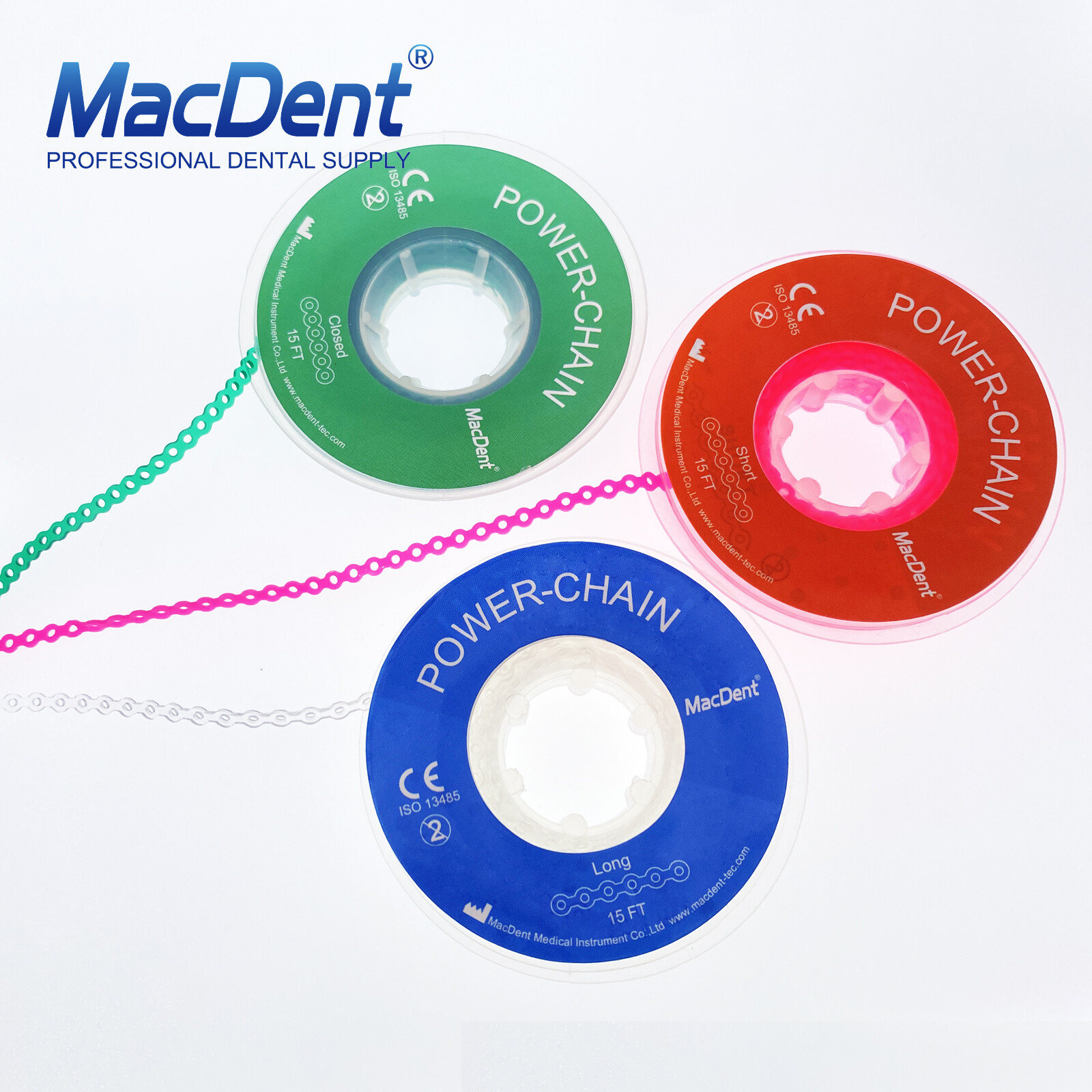 Dental Orthodontic Elastic Rubber Power Chain Braces Bands Short/Long/Close