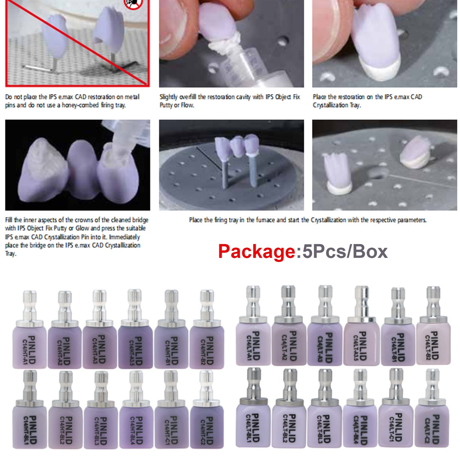 C14 Dental Lithium Disilicate Milling Blocks CEREC InLab Chairside Restorations