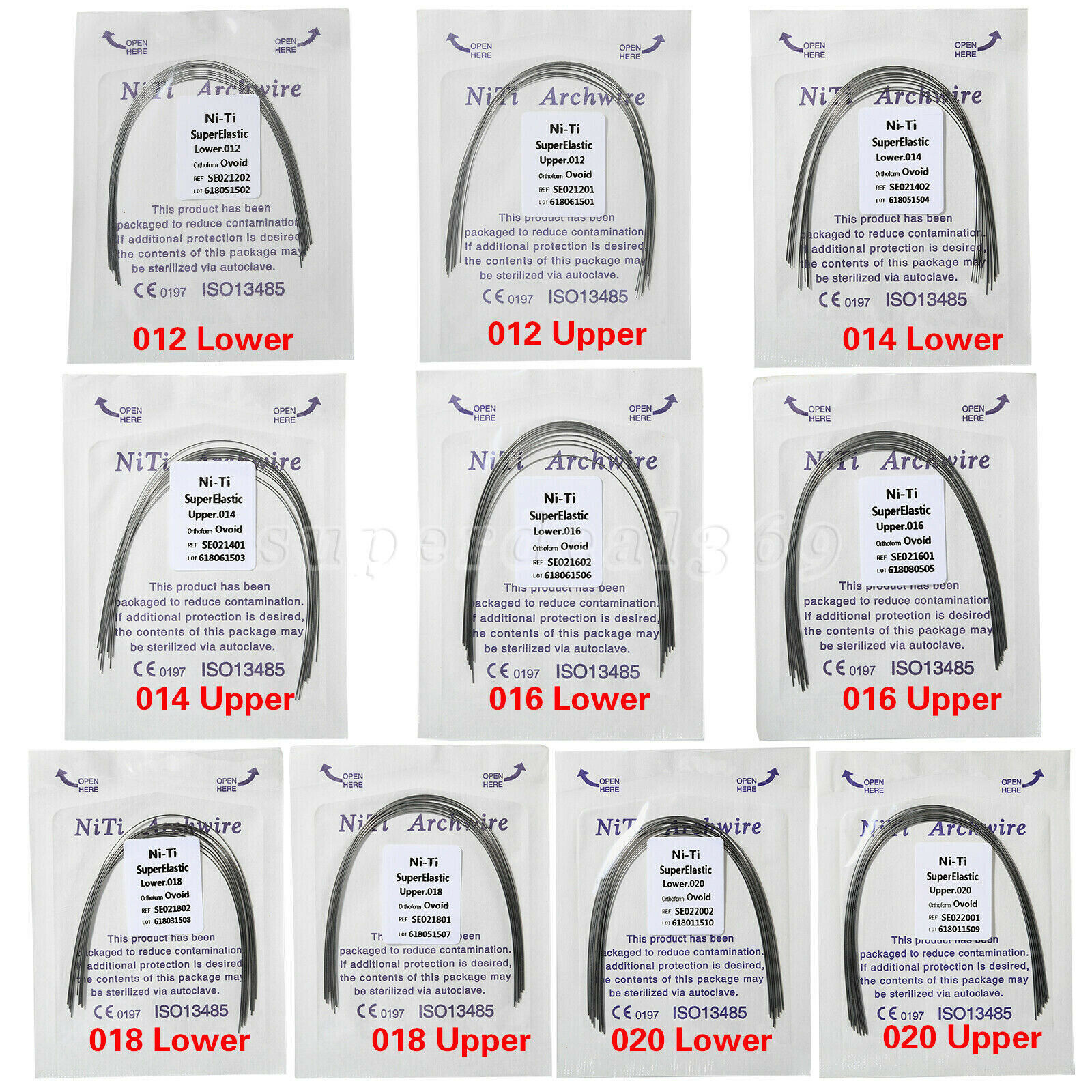 100pcs Dental Orthodontic Super Elastic Niti Arch Wire Round Ovoid Form 10 bags