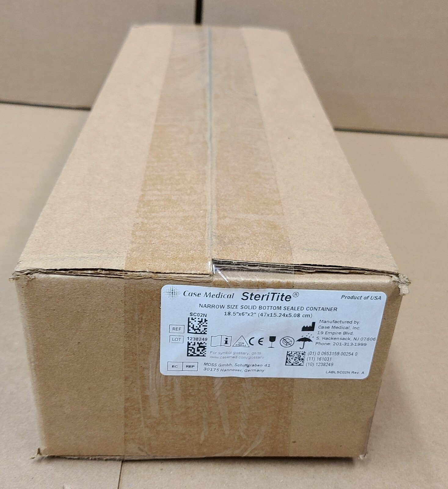 Case medical SteriTite Solid Sterilization container, + Lid 18.5 x 6 x 2 SC02N