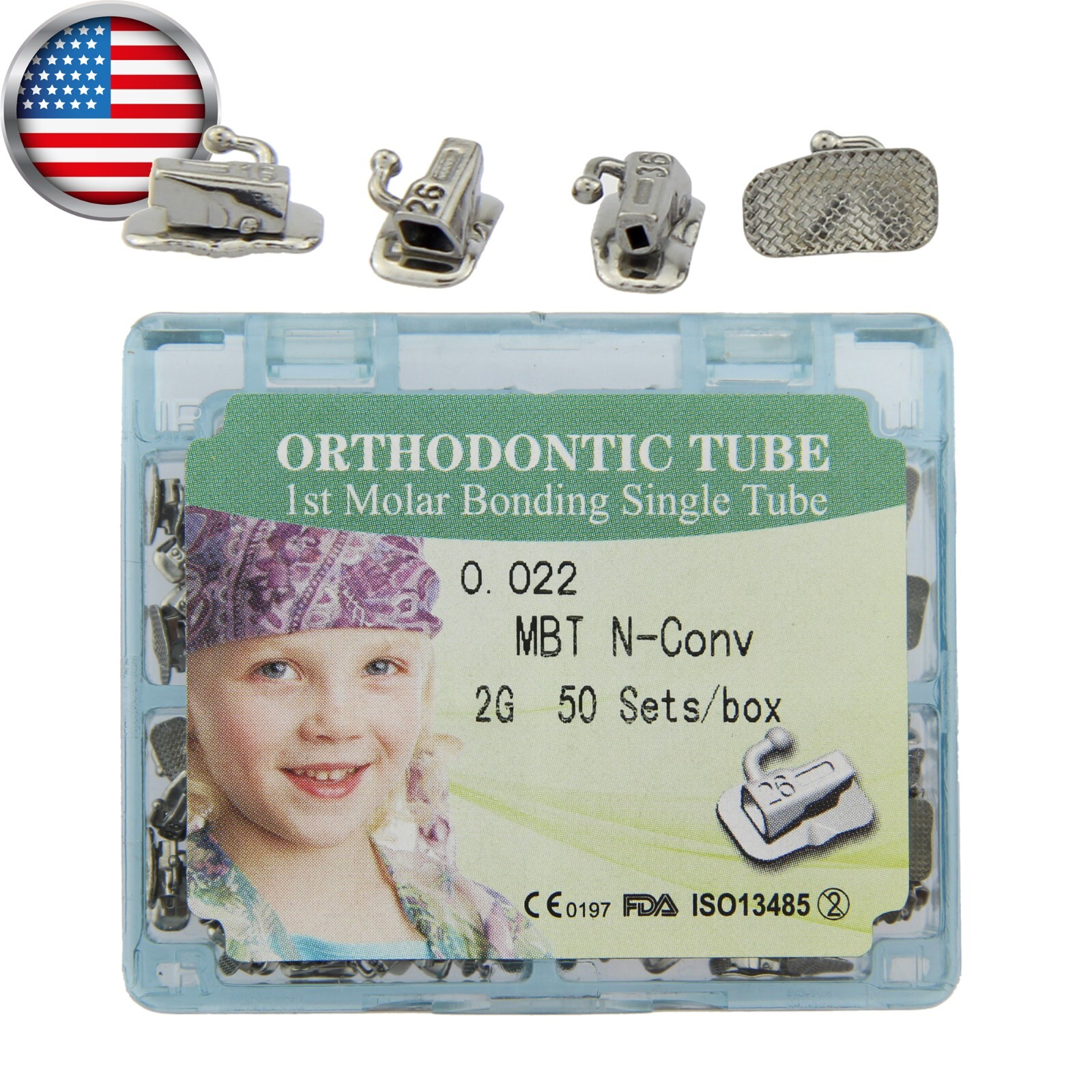 200 Orthodontic Buccal Tube 1st 2nd Molar Tubos Ortodoncia Roth MBT 022 Bondable