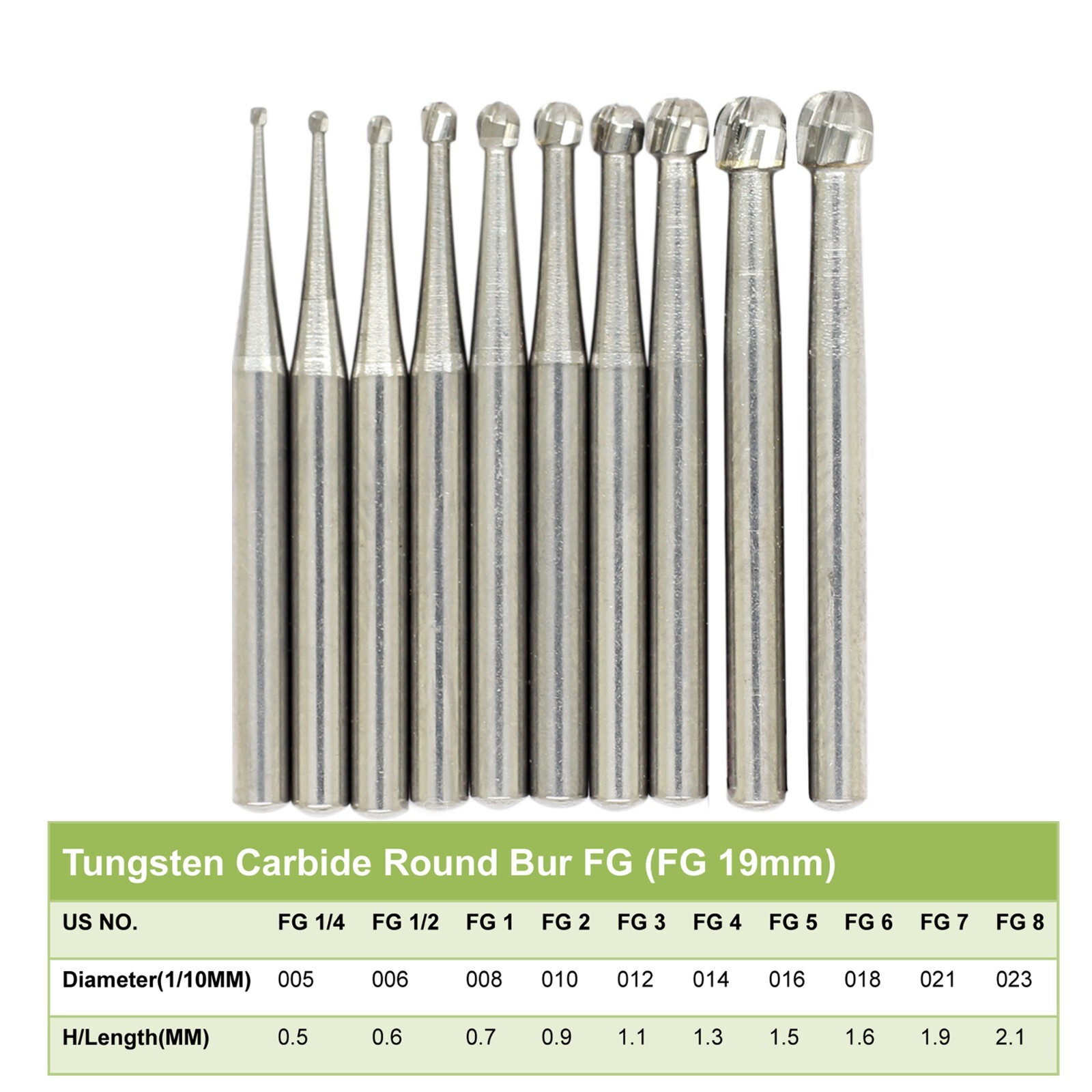 Wave Dental Carbide Burs High Speed Friction Grip 19mm Surgical FGOS FG 25mm