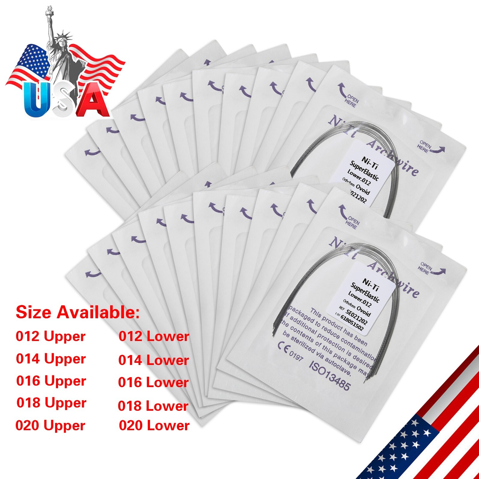 10Packs Dental Orthodontic Super Elastic Niti Arch Wire Round Ovoid Form 100pcs