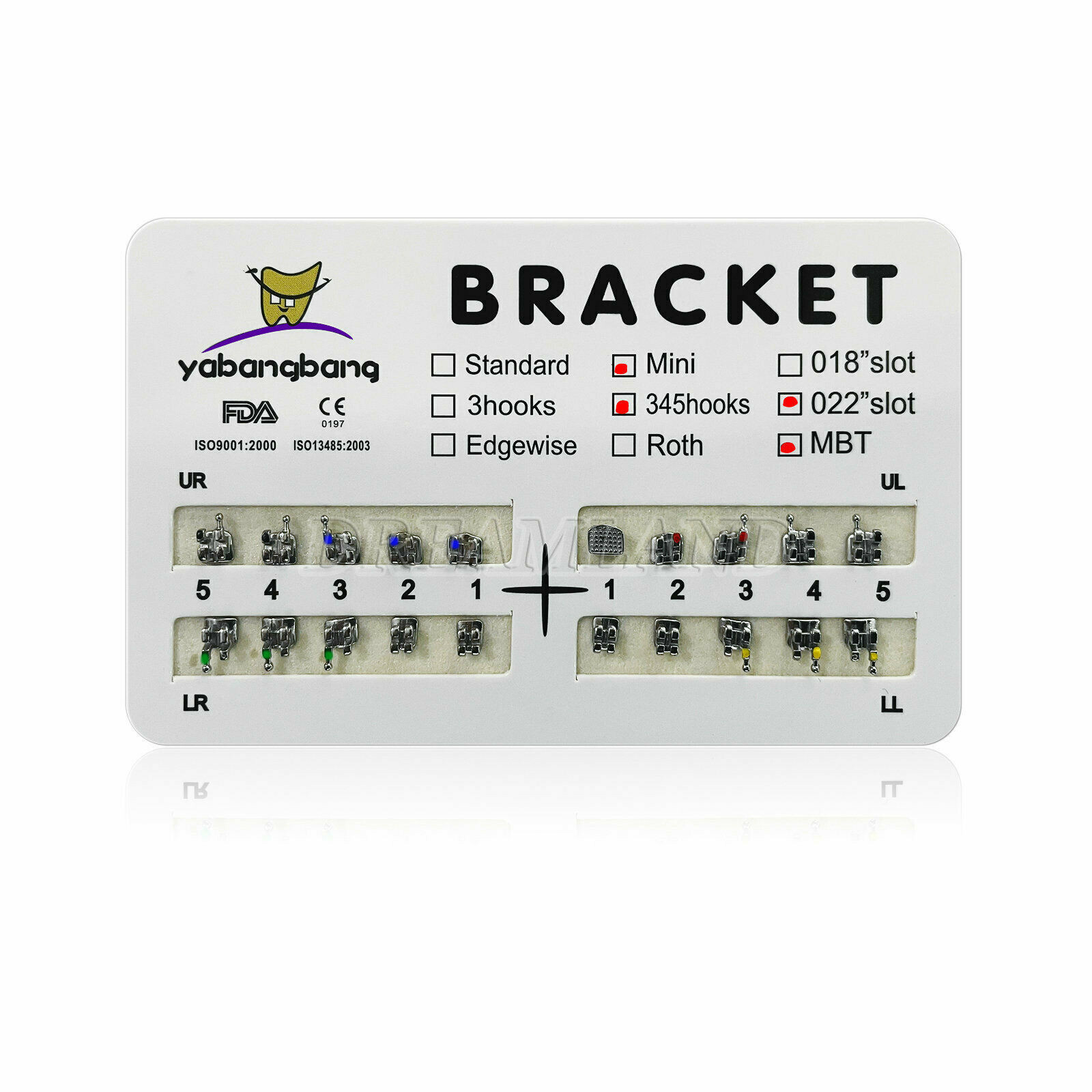 100 pack Dental Orthodontic Metal Bracket Mini MBT 0.22″Slot 345 Hooks #1 USA