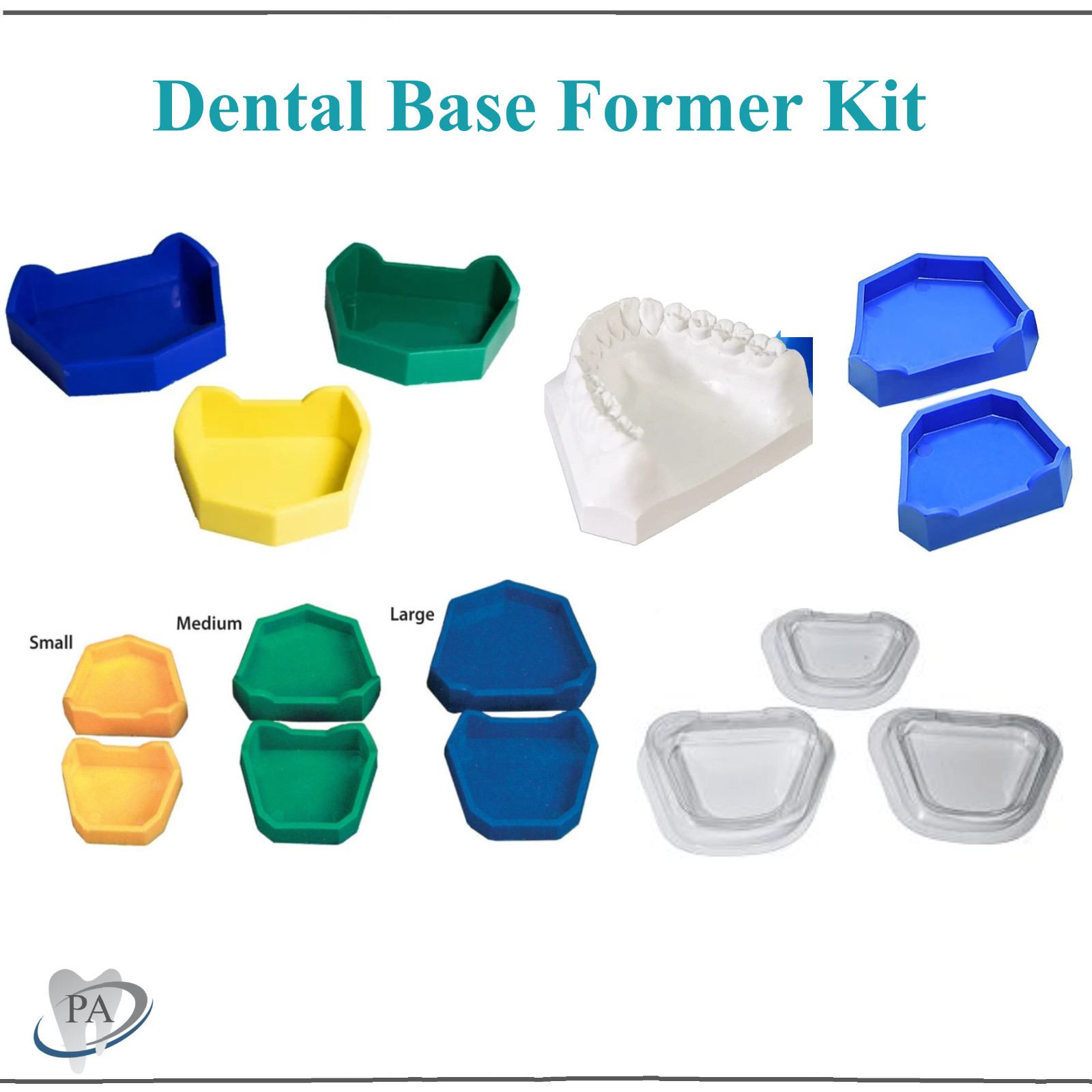 6 Pcs Dental Base Former Kit Dental Lab Model Base Set Plaster Mold Base S, M, L
