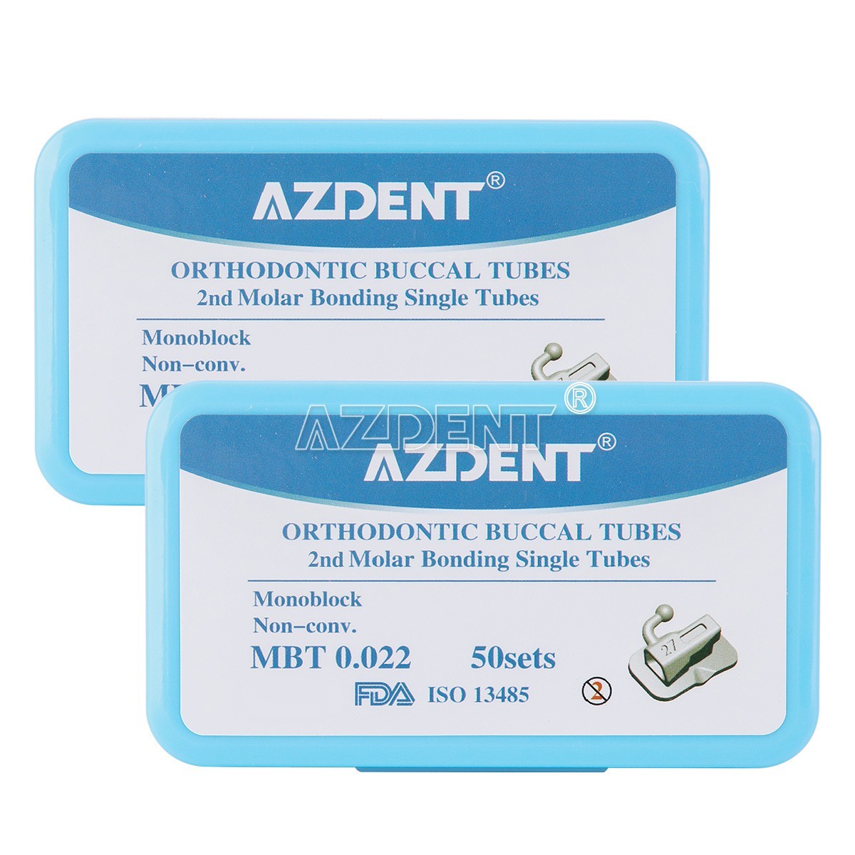 AZDENT 50set Dental Orthodontic 2nd Molar Buccal Tubes Roth/MBT 0.022 Bondable